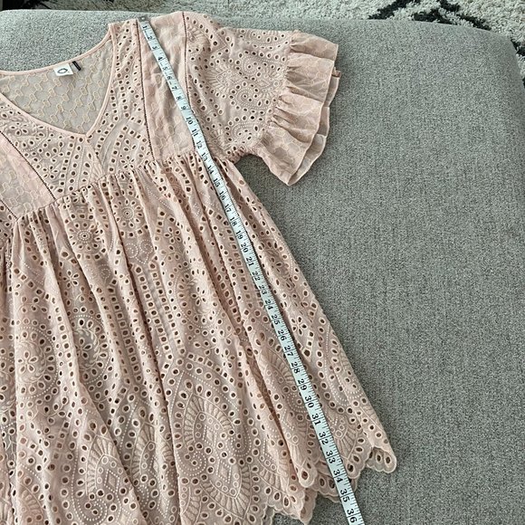 Anthropologie Coquette Akemi + Kin Bohemian Eyelet Swing Dress Blush Pink Size 0 - Picture 11 of 14